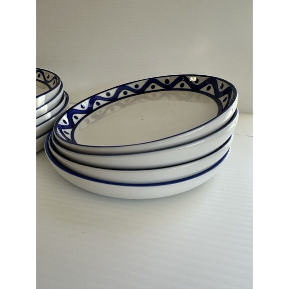 Dansk Arabesque Blue Wave Coupe Salad Plates 8" Raised Edge Set of 4 - Picture 5 of 7